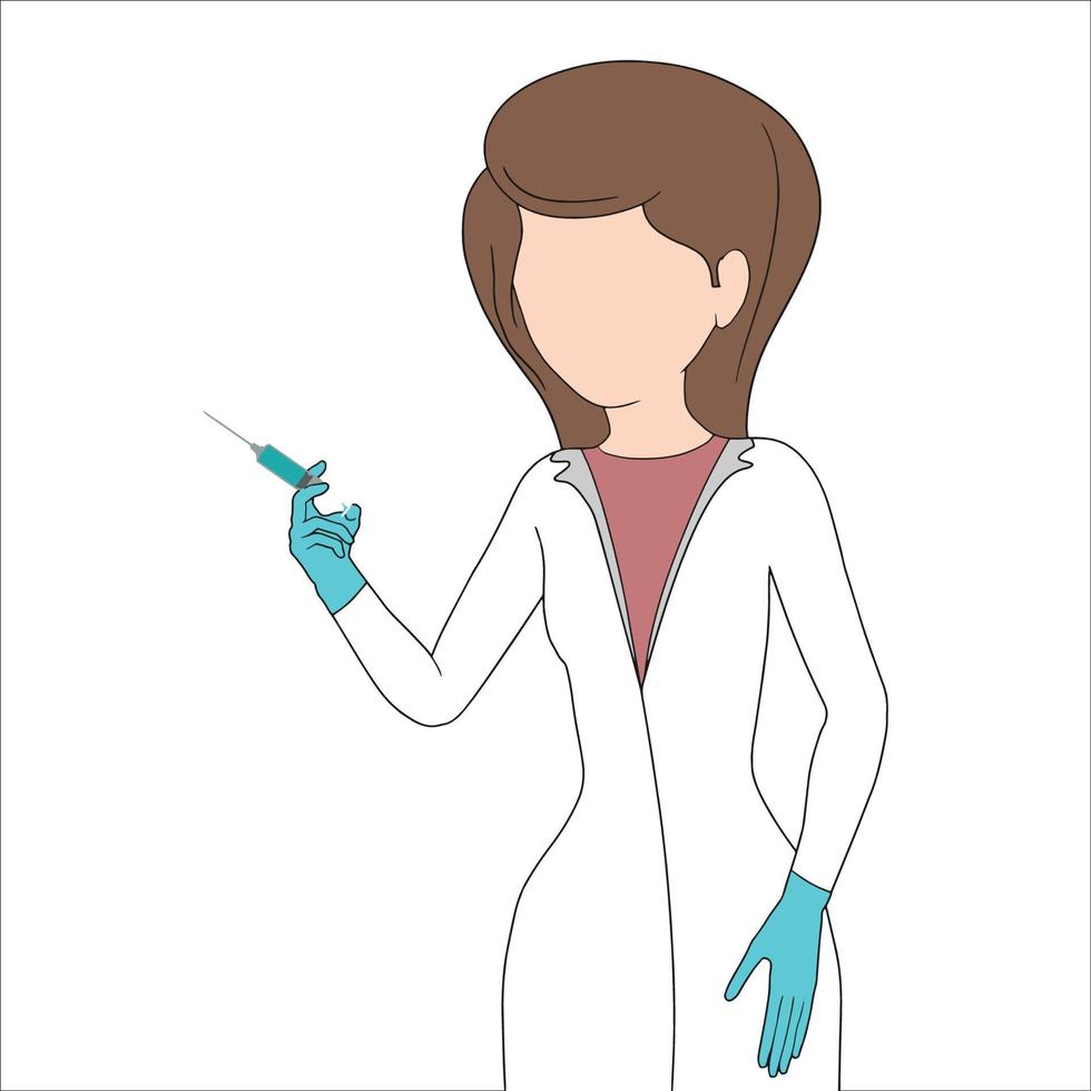 arts met injectiespuit hand getekende vectorillustratie. vector