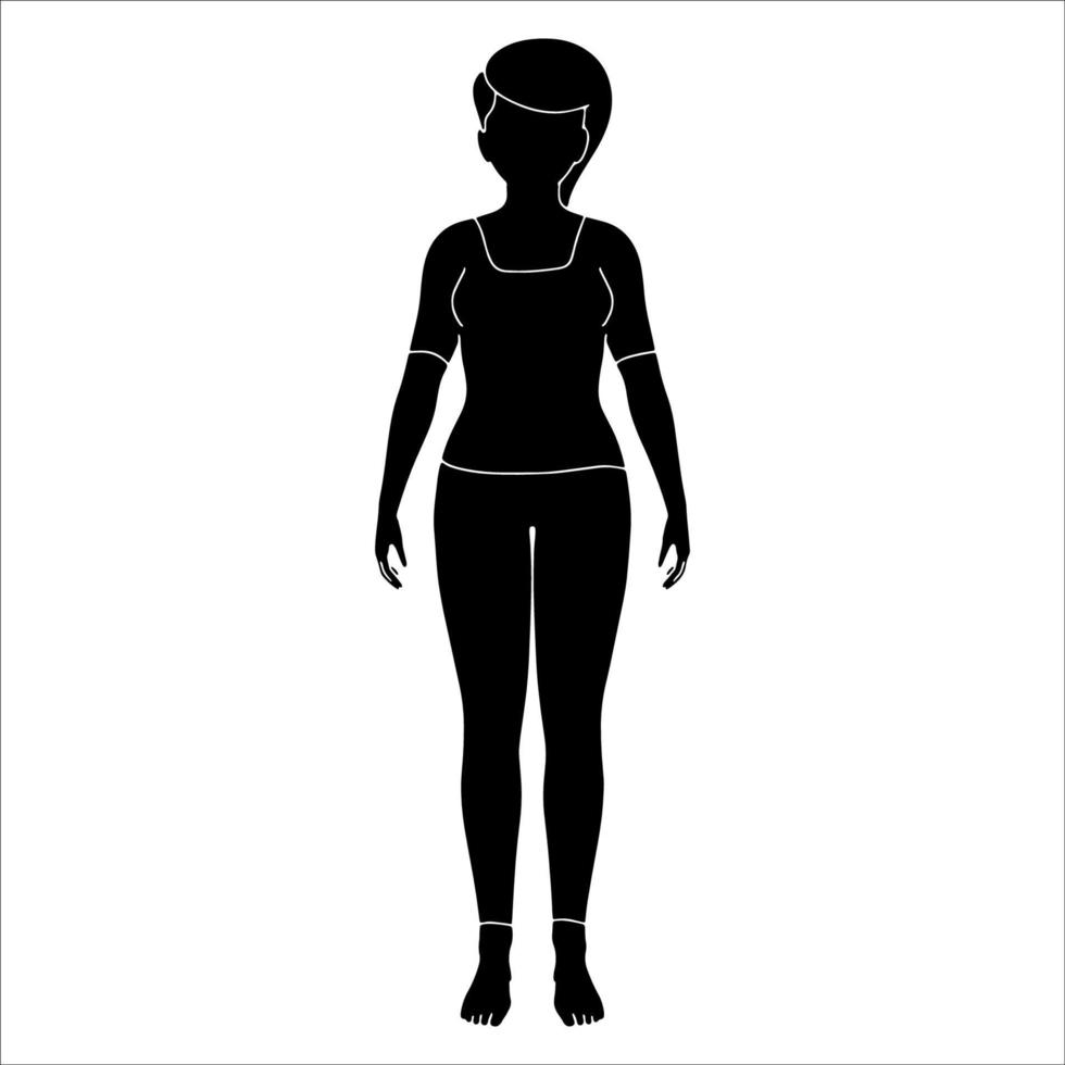 silhouet van meisje in staande pose gemaakt op een witte achtergrond. vector