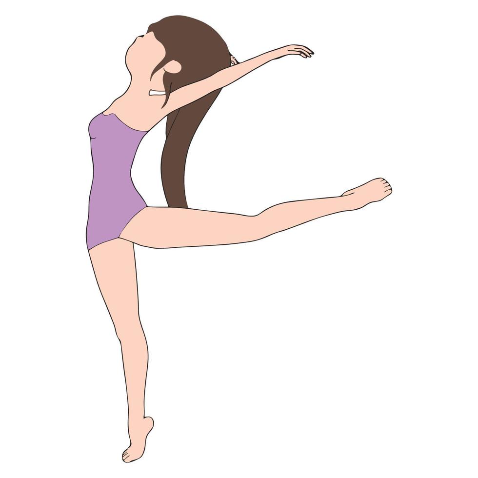 mooie ballerina dans performer illustratie op witte achtergrond. vector