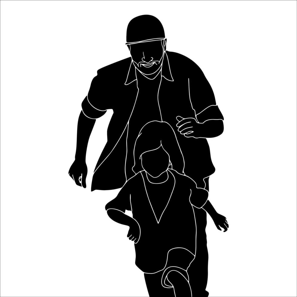 vader en kind hand getekende vectorillustratie. vector