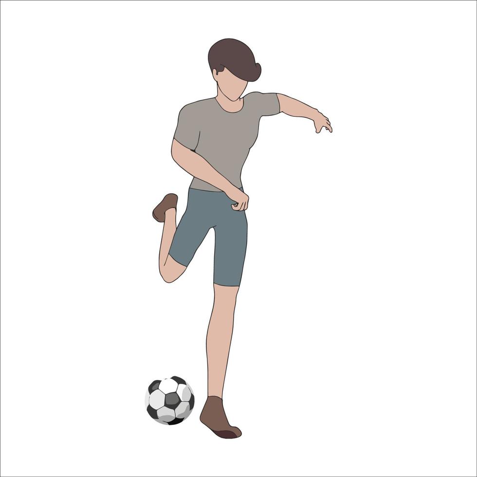 eenvoudige cartoon van mannen die voetbal spelen geïllustreerd op een witte achtergrond. vector