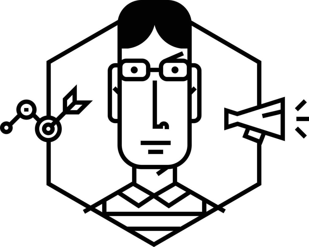 icoon van een man in een vlakke stijl. vector pictogram geïsoleerd op een witte achtergrond. het beeld van de jonge man is klaar voor de site en de pers. het karakter van het bedrijf. Reclame manager.