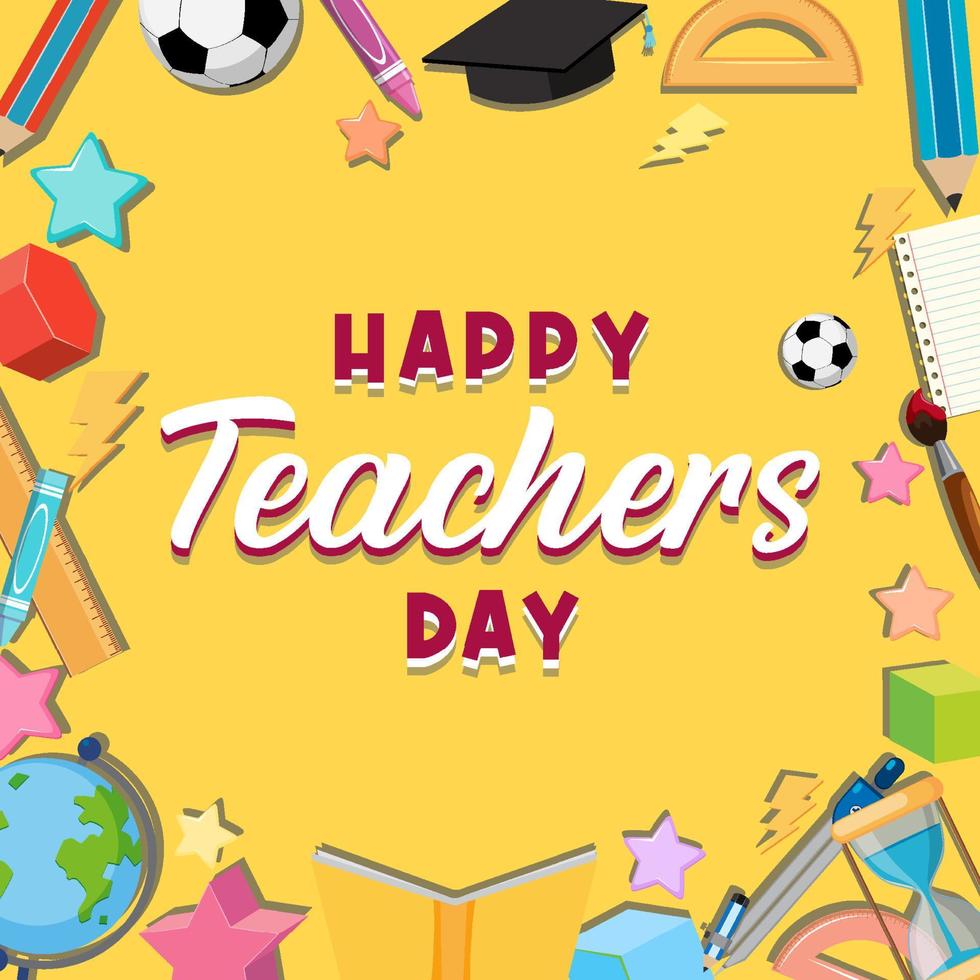 Happy Teacher's Day belettering banner vector