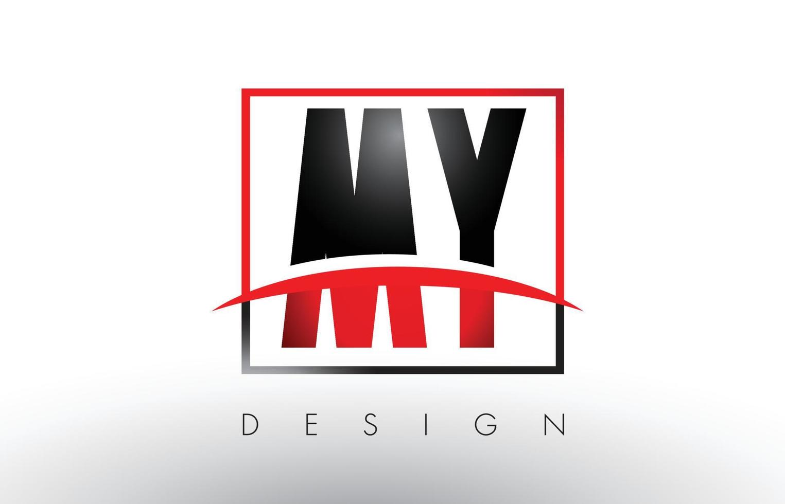 mijn mijn logo-letters met rode en zwarte kleuren en swoosh. vector
