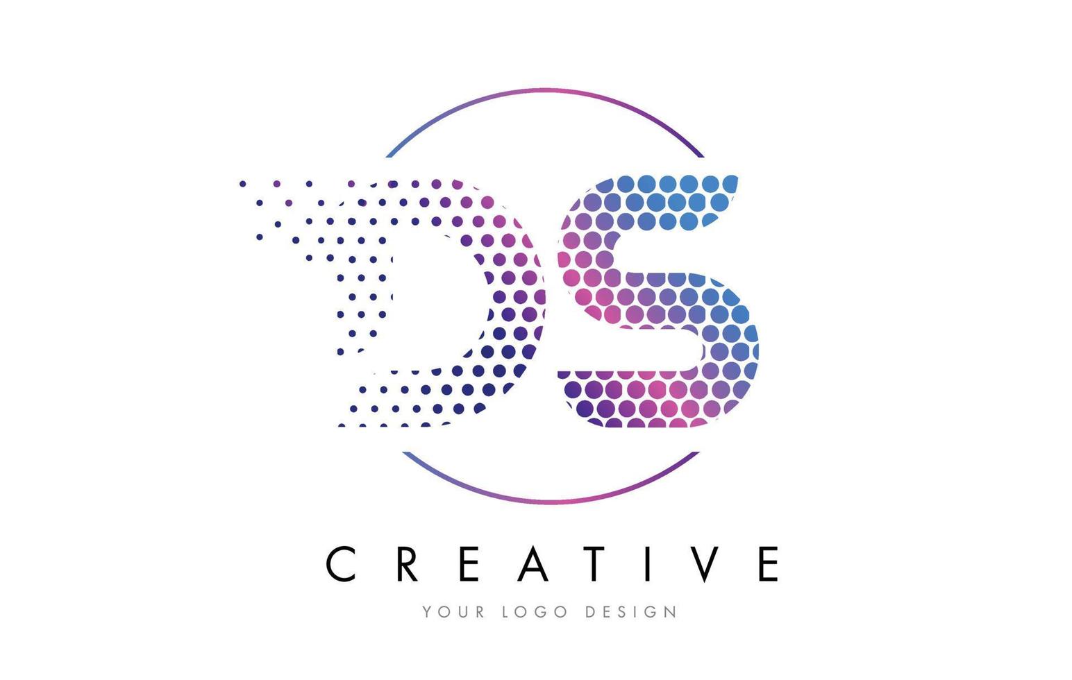 ds ds roze magenta gestippelde zeepbel brief logo ontwerp vector