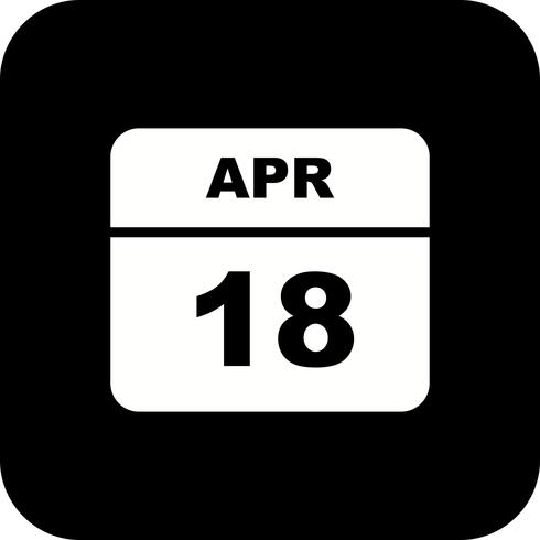 18 april Datum op een eendaagse kalender vector