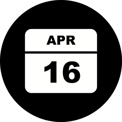 16 april Datum op een eendaagse kalender vector