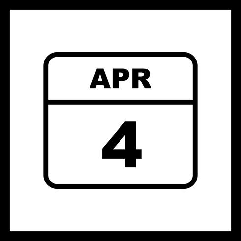 4 april Datum op een eendaagse kalender vector