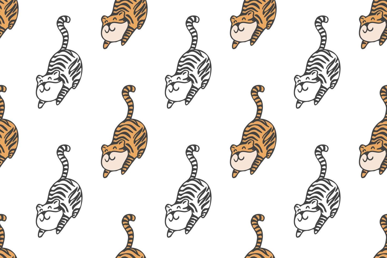 schattige tijger naadloze patroon cartoon vector