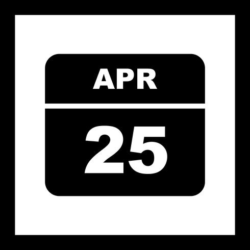 25 april Datum op een eendaagse kalender vector