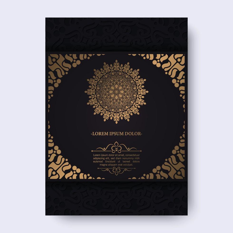 luxe mandala-omslag in donkere kleur vector