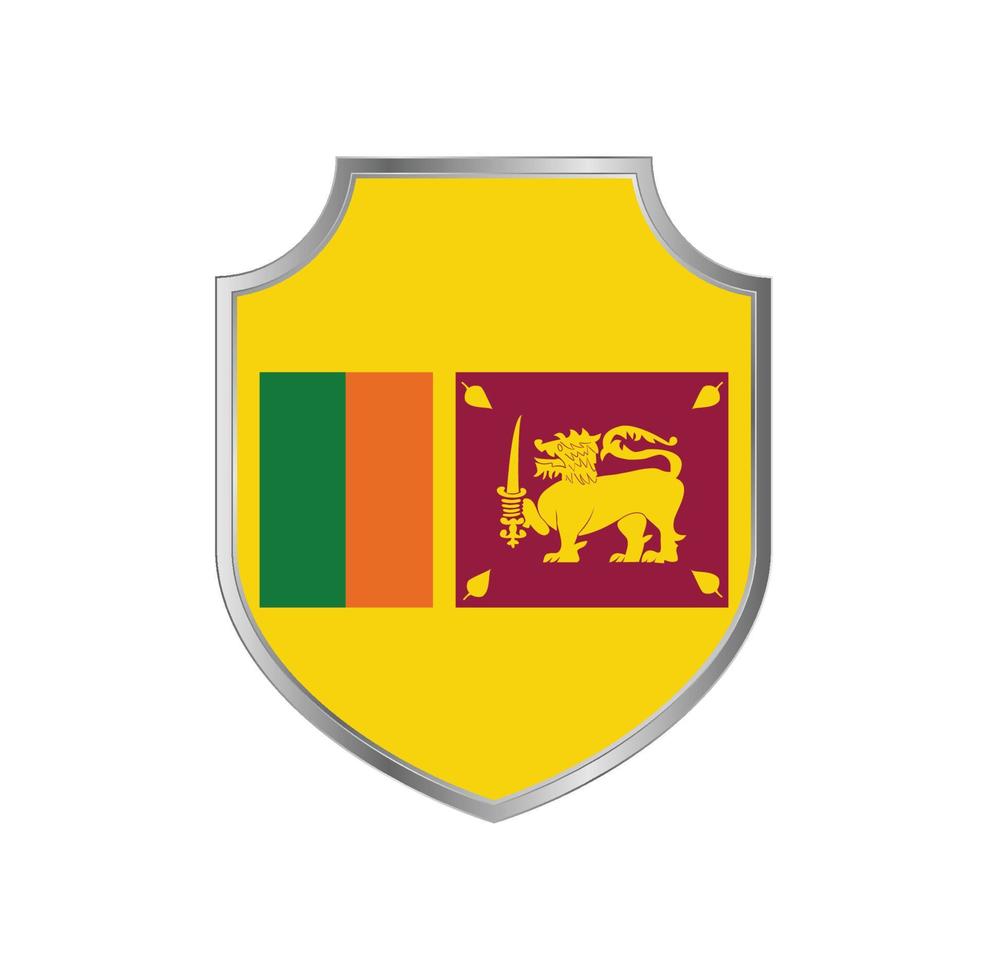 vlag van sri lanka met metalen schildframe vector