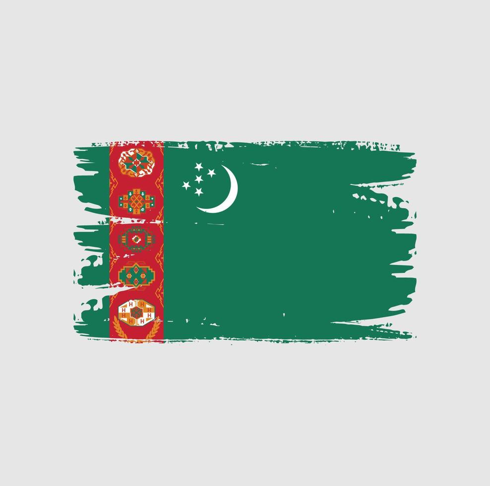 vlag van Turkmenistan met penseelstijl vector