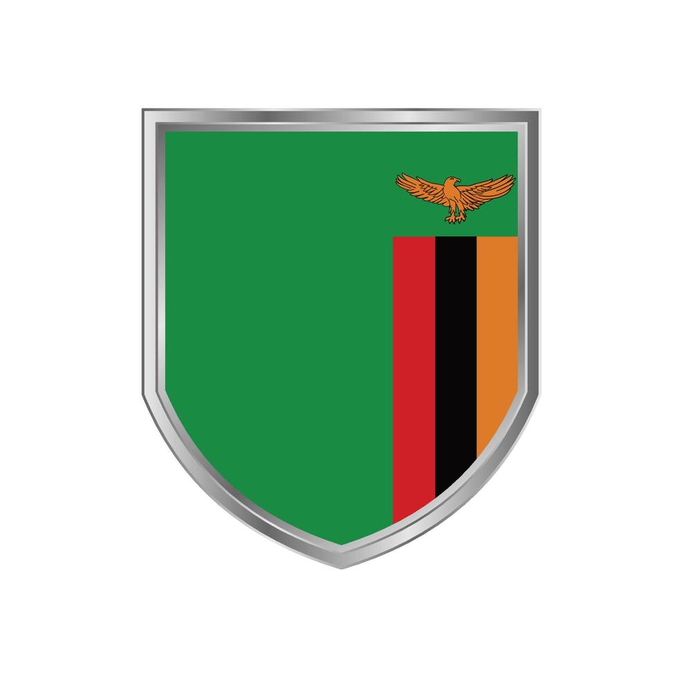 vlag van zambia met metalen schildframe vector