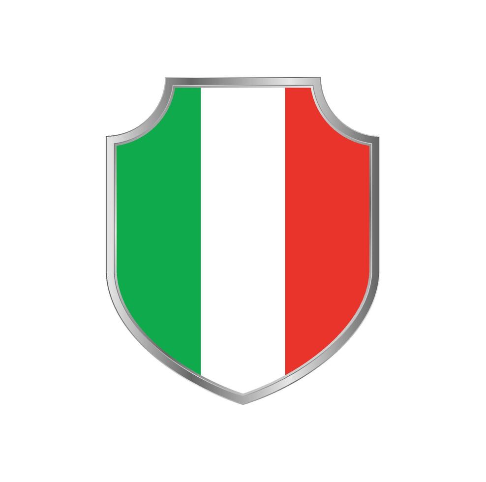 vlag van italië met metalen schildframe vector