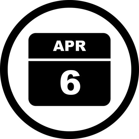 6 april Datum op een eendaagse kalender vector