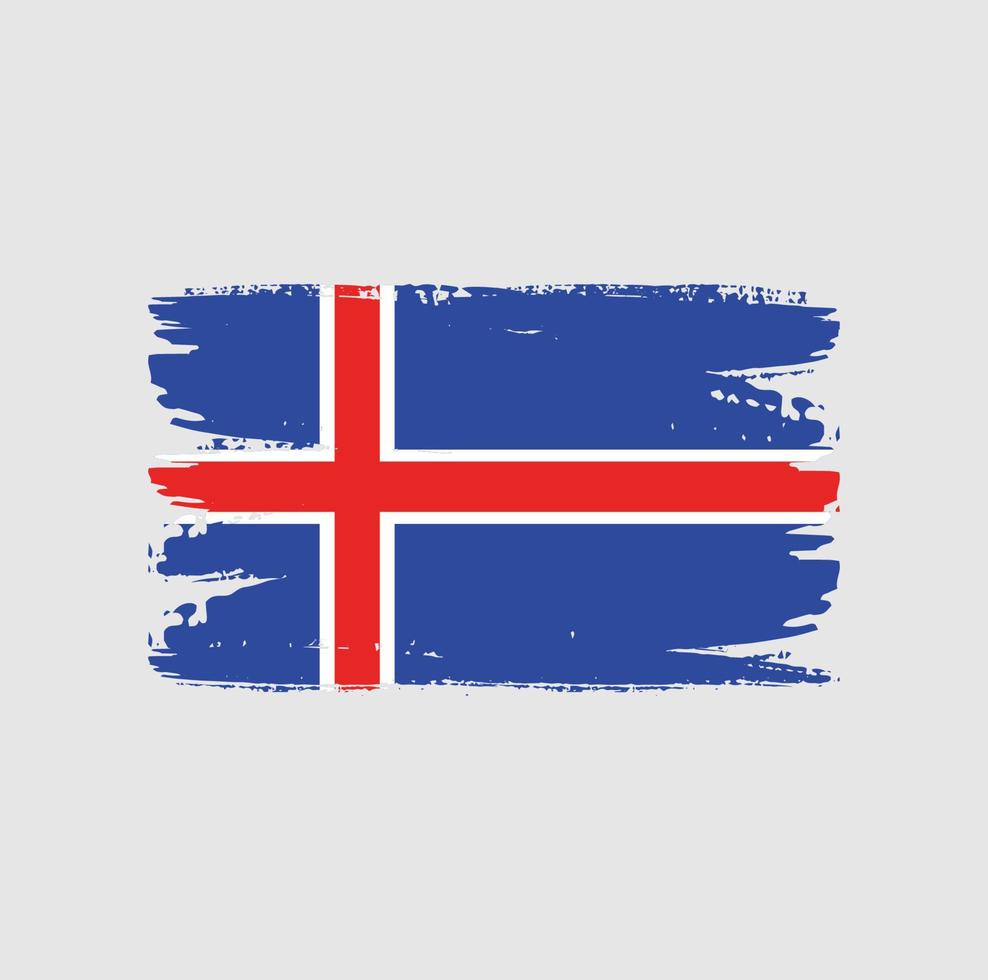 vlag van ijsland met penseelstijl vector