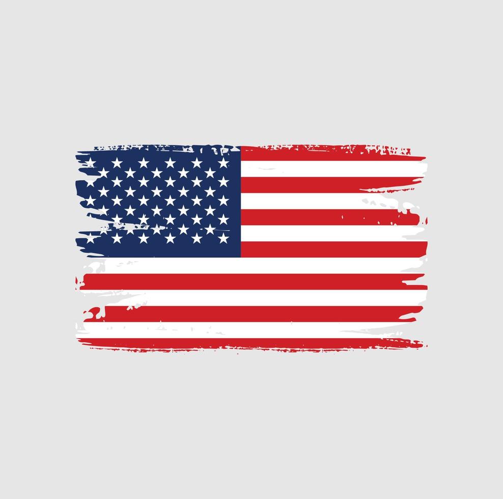 vlag van Amerikaan met penseelstijl vector