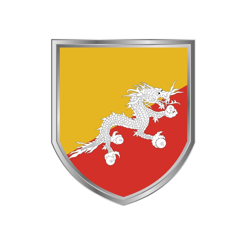 vlag van bhutan met metalen schildframe vector