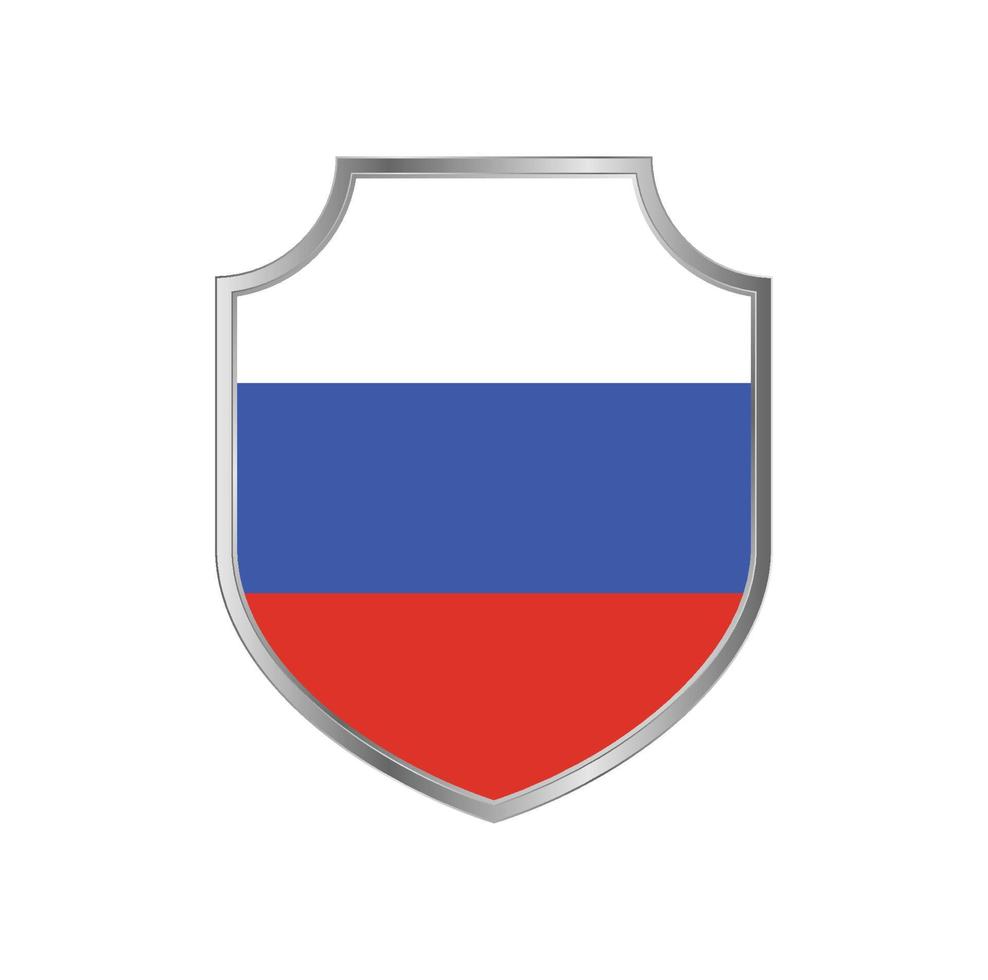 vlag van rusland met metalen schildframe vector