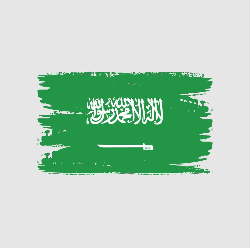 vlag van saoedi-arabië met penseelstijl vector