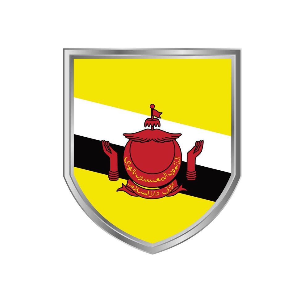 vlag van brunei met metalen schildframe vector