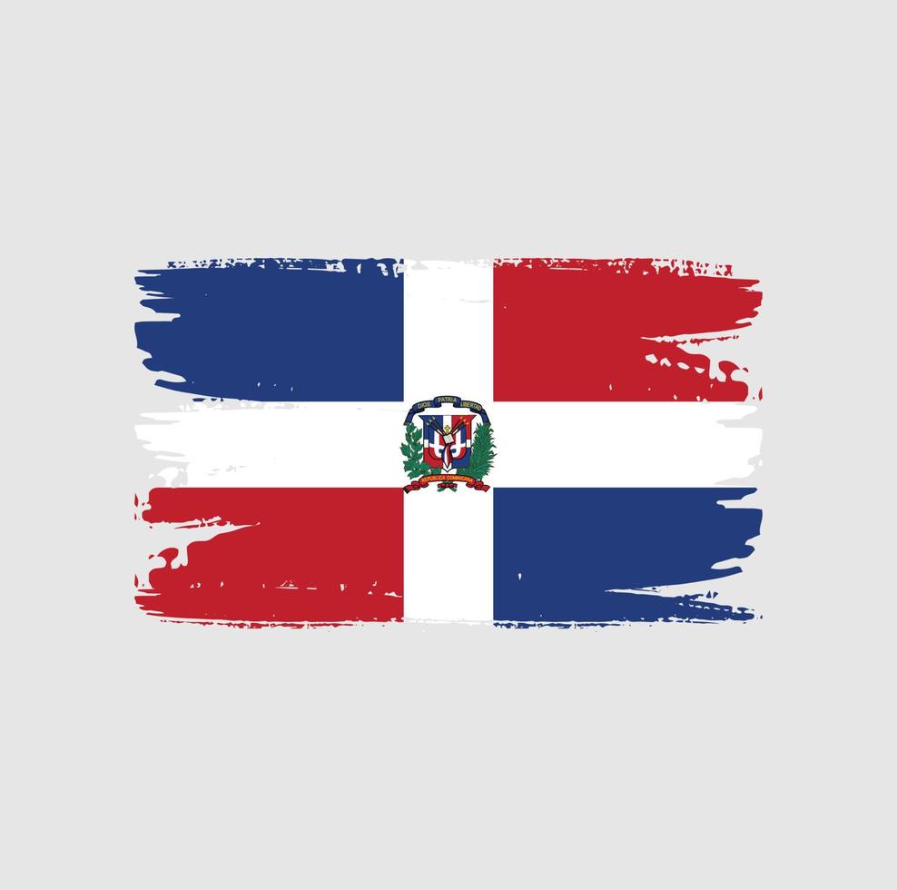 vlag van Dominicaanse Republiek met penseelstijl vector