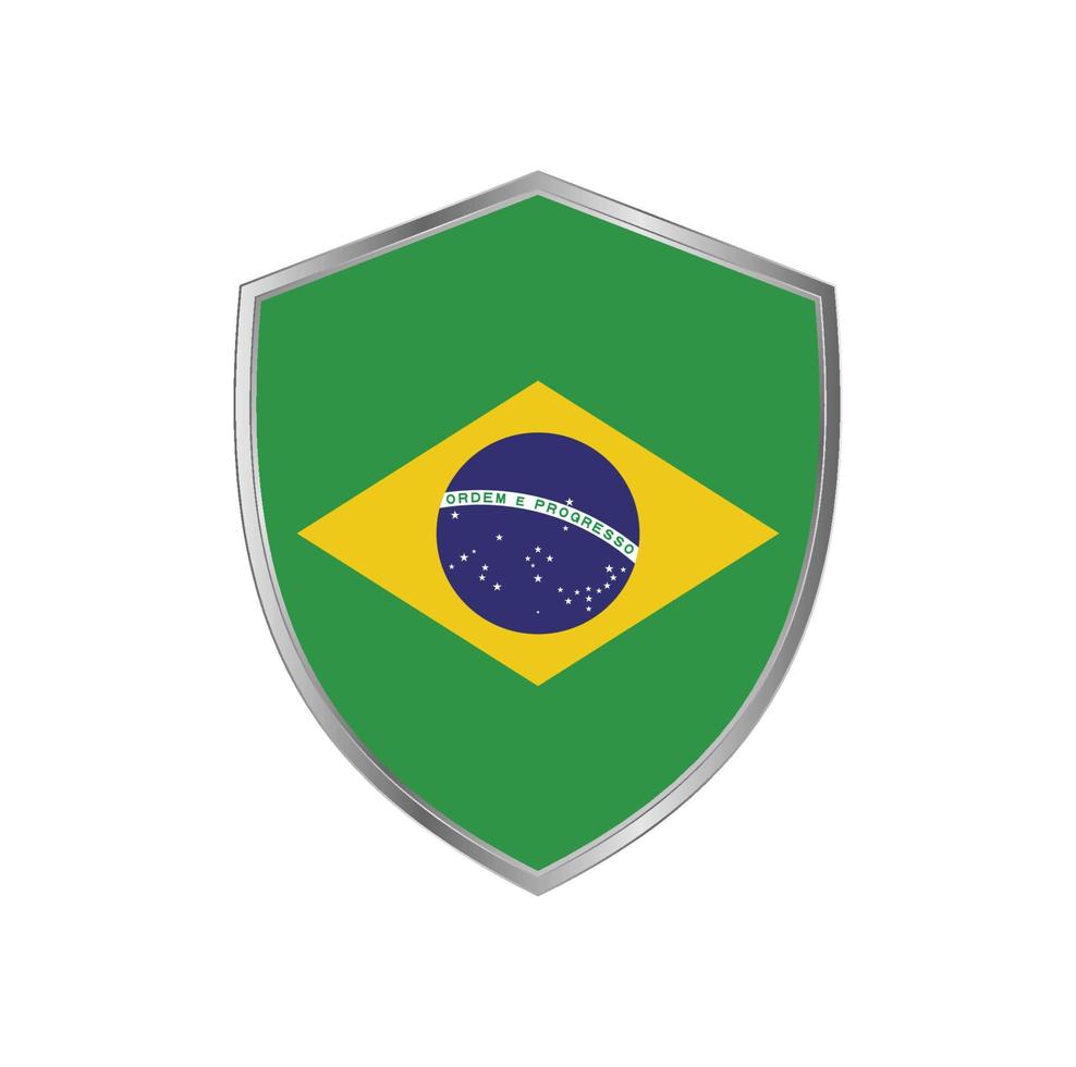 vlag van brazilië met zilveren frame vector