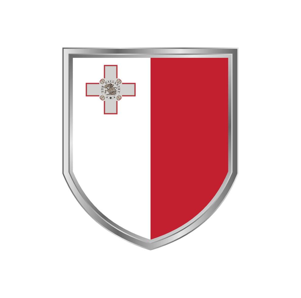 vlag van malta met metalen schildframe vector