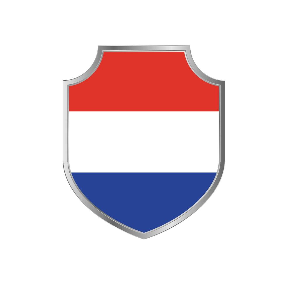 vlag van nederland met metalen schildframe vector