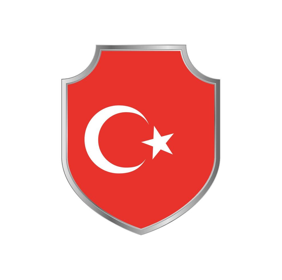 vlag van turkije met metalen schildframe vector