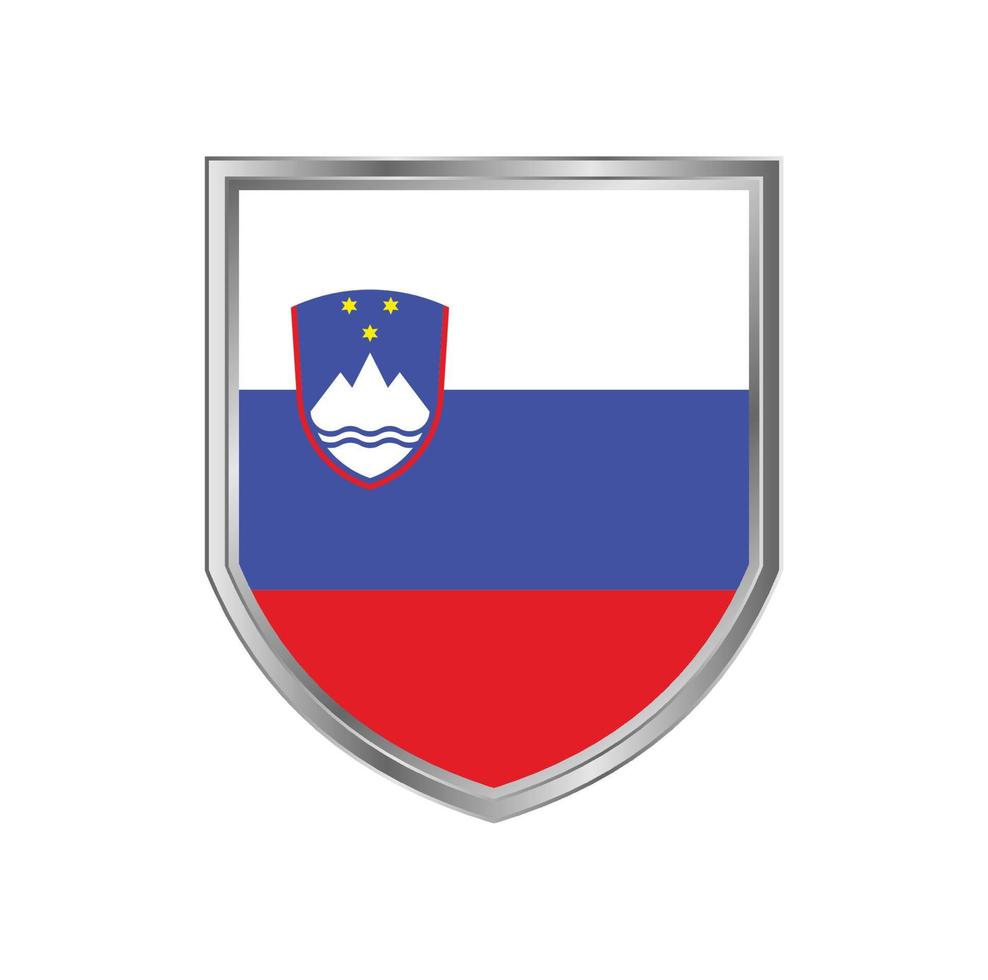 vlag van slovenië met metalen schildframe vector