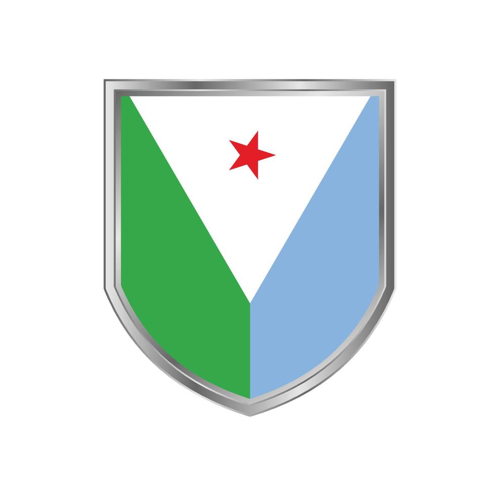 vlag van djibouti met metalen schildframe vector