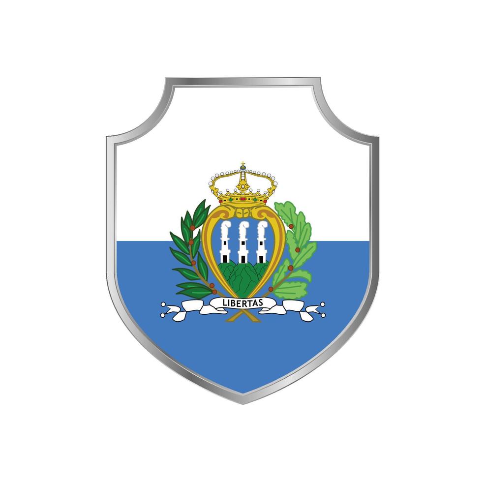 vlag van san marino met metalen schildframe vector