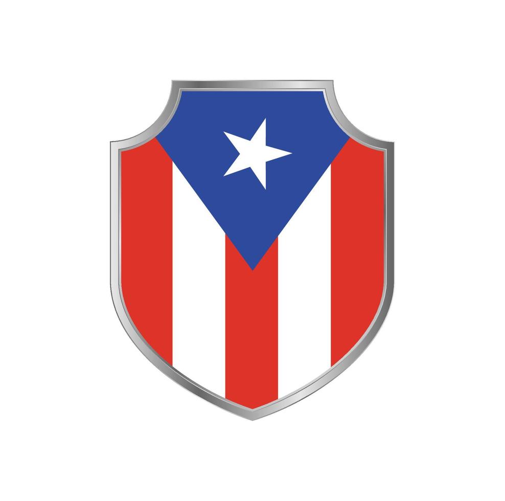 vlag van puerto rico met metalen schildframe vector