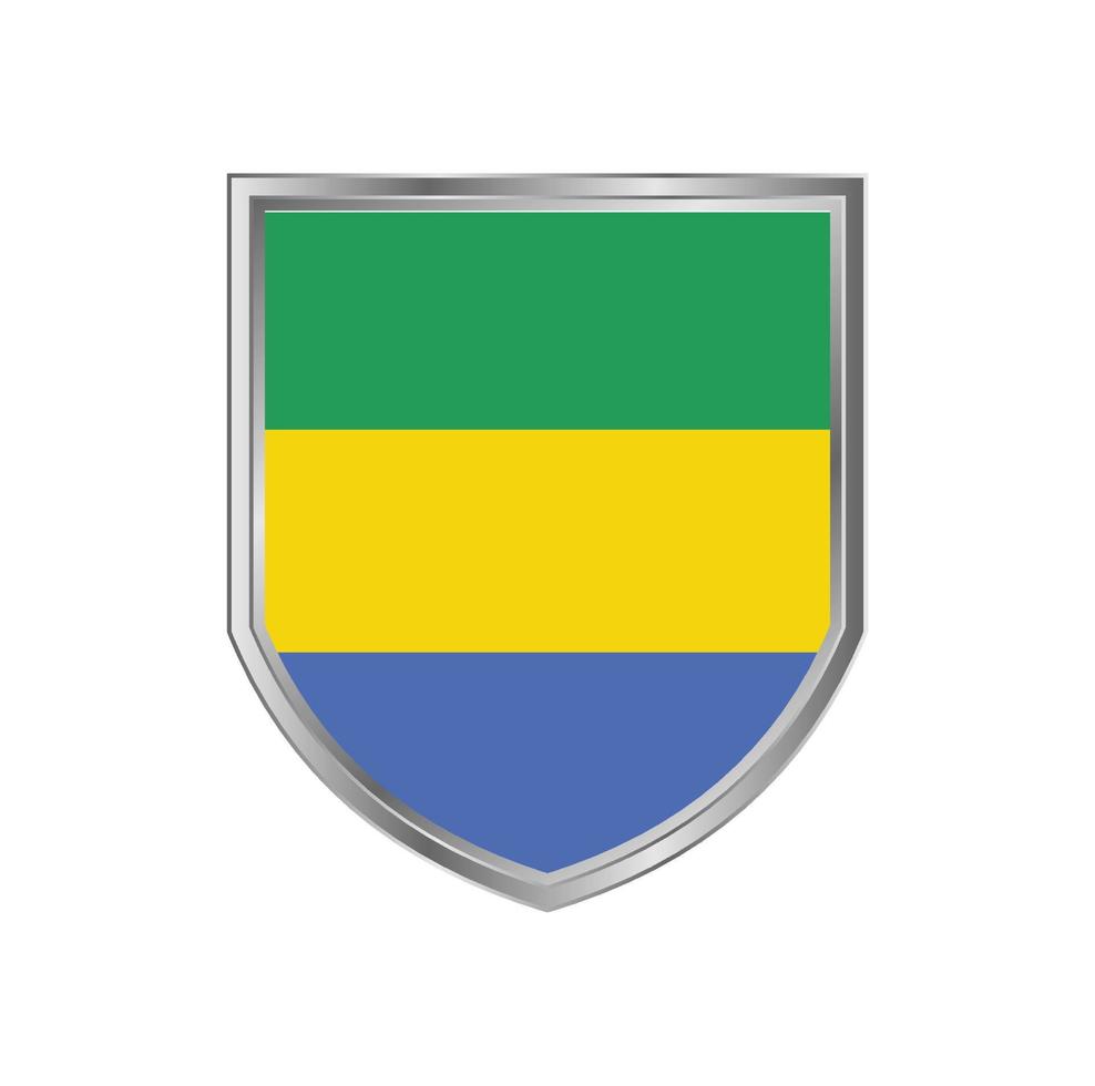 vlag van gabon met metalen schildframe vector