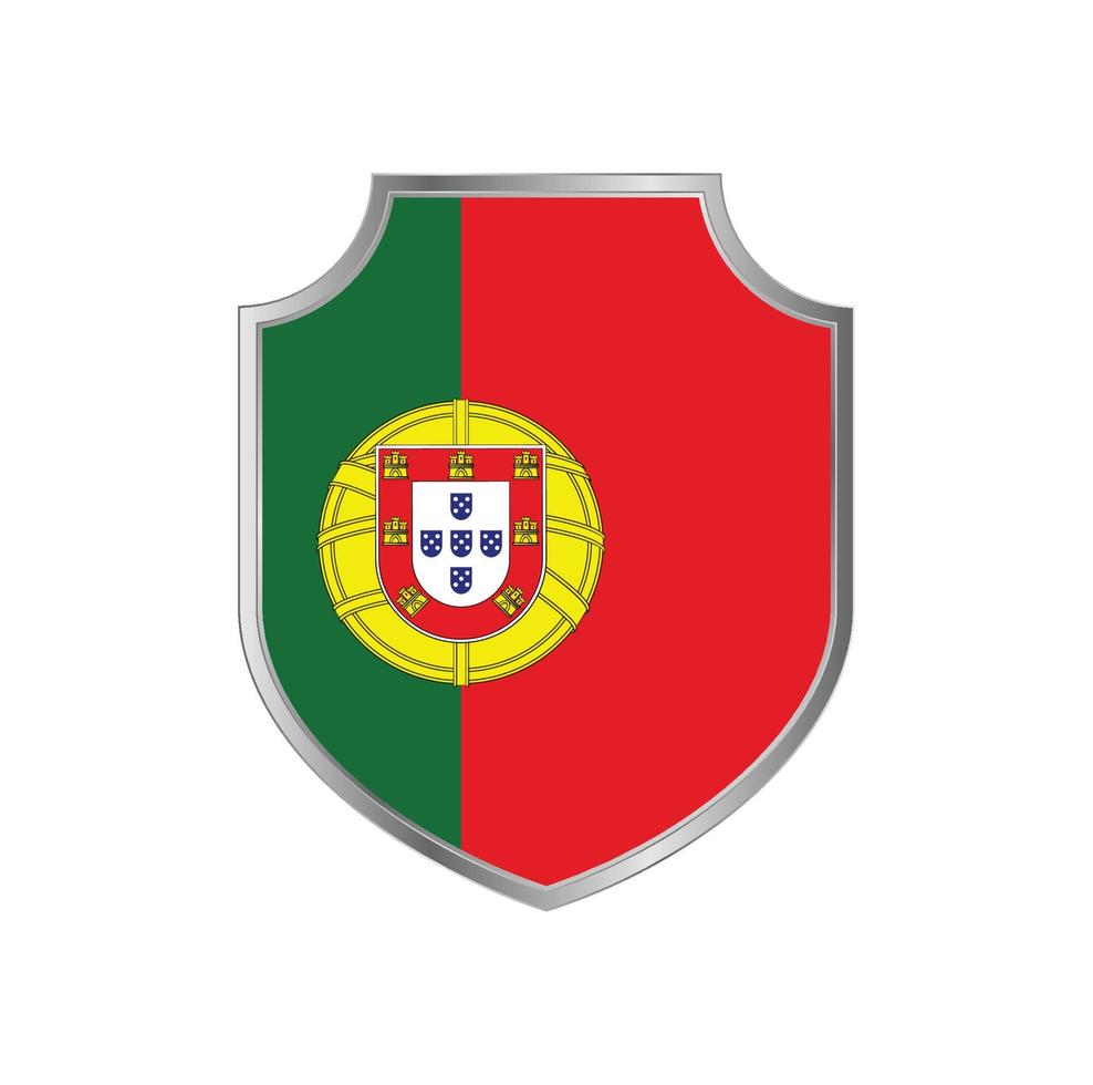 vlag van portugal met metalen schildframe vector