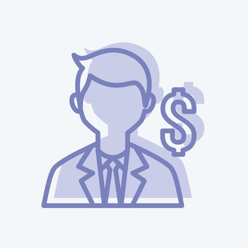 bankierpictogram in trendy tweekleurige stijl geïsoleerd op zachte blauwe achtergrond vector