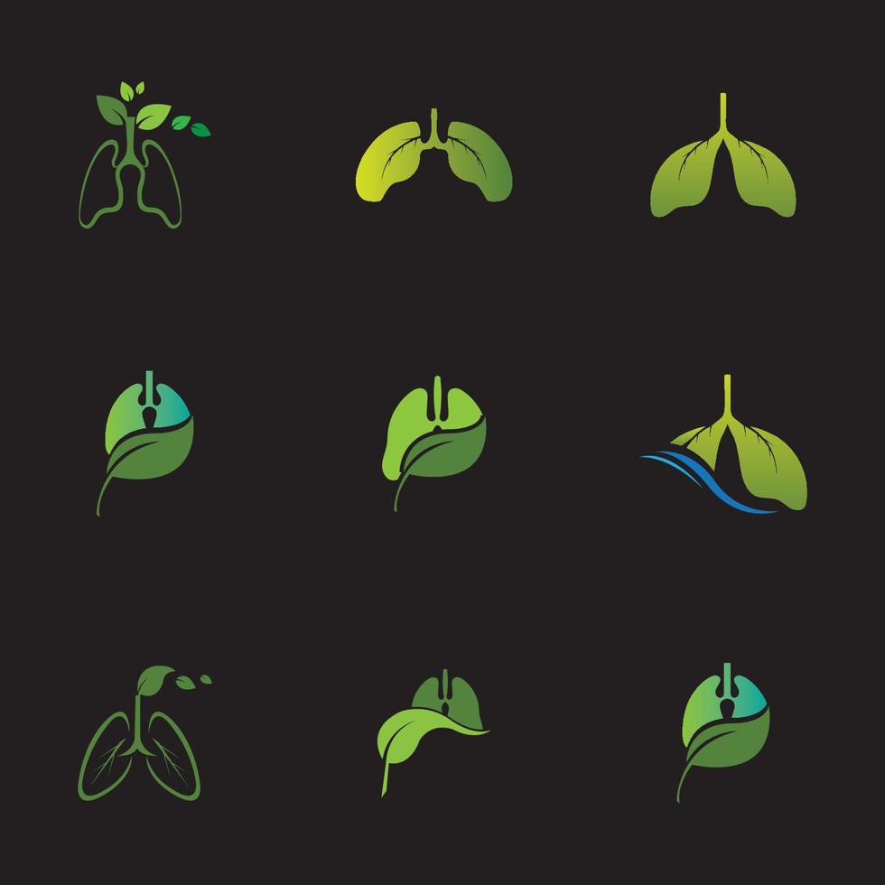 groene longen vector logo afbeelding ontwerpsjabloon, dit logo met blad.