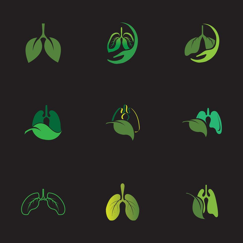 groene longen vector logo afbeelding ontwerpsjabloon, dit logo met blad.