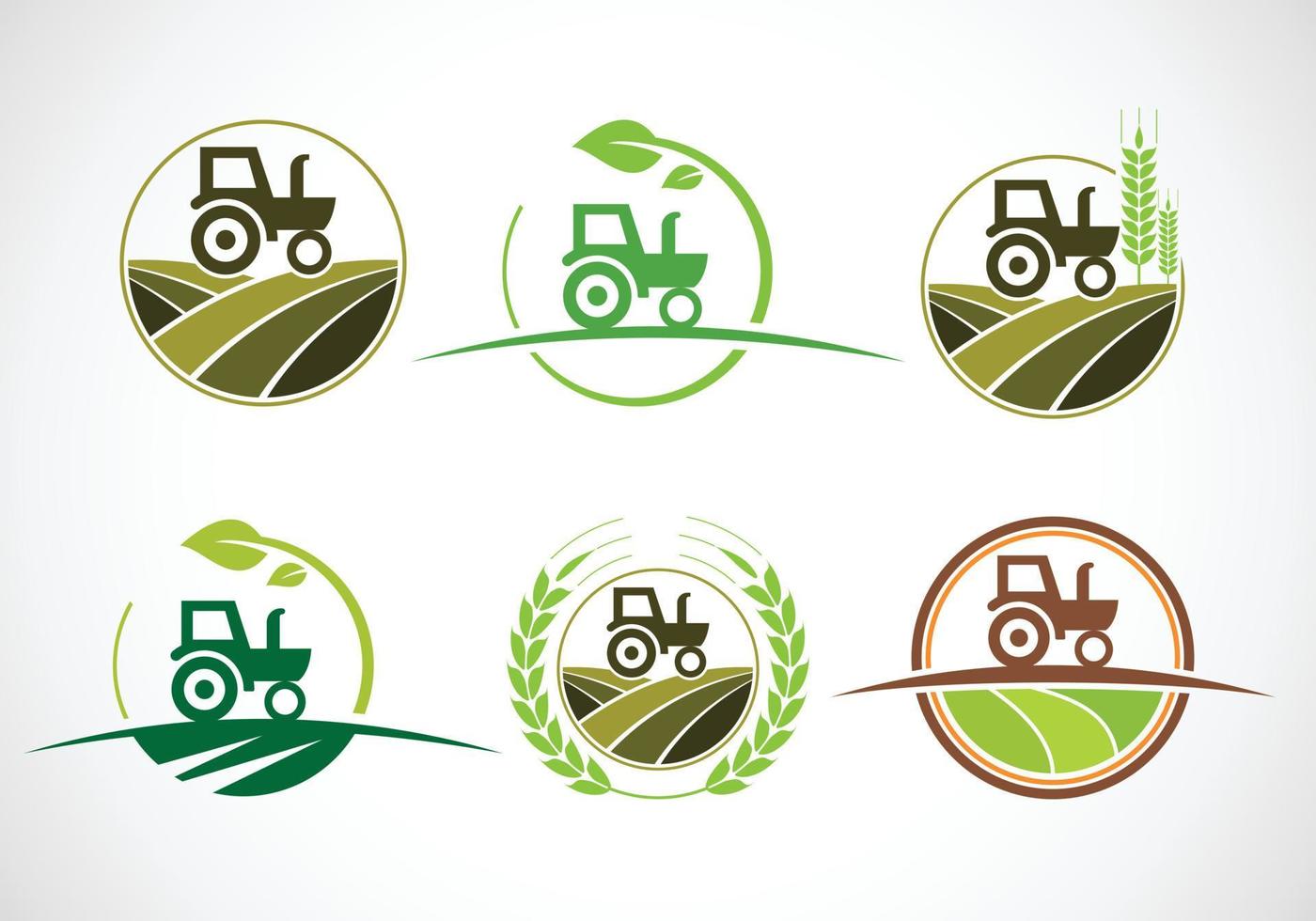 tractorlogo of boerderijlogo-set, geschikt voor elk bedrijf dat verband houdt met de landbouwindustrie. vector