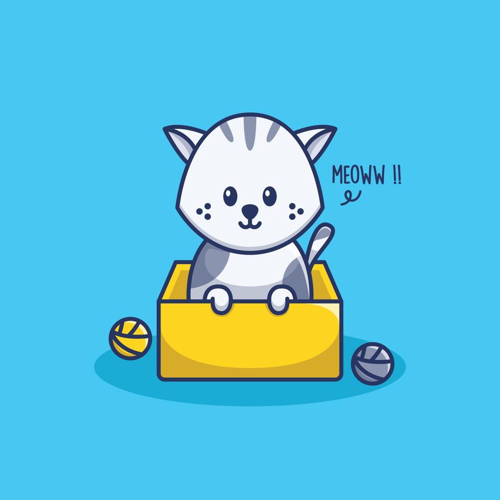 schattige kat in doos illustratie vector