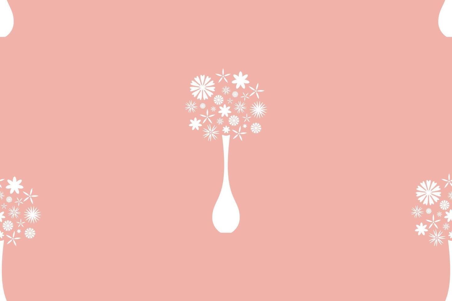 naadloos patroon. bloemen in de vaas, witte en roze kleur. vectorillustratie. vector