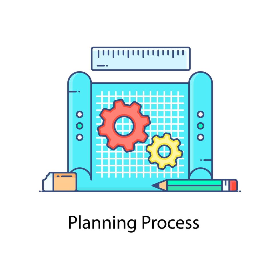 planning proces vector bewerkbare platte pictogram
