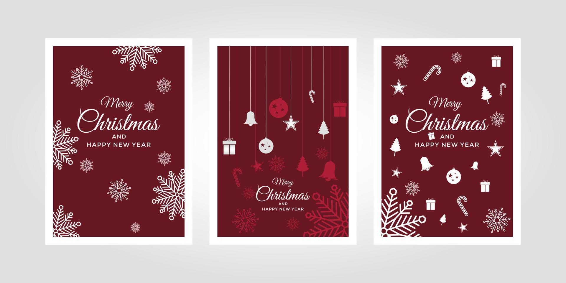 set van drie kaart prettige kerstdagen en gelukkig nieuwjaar. vector