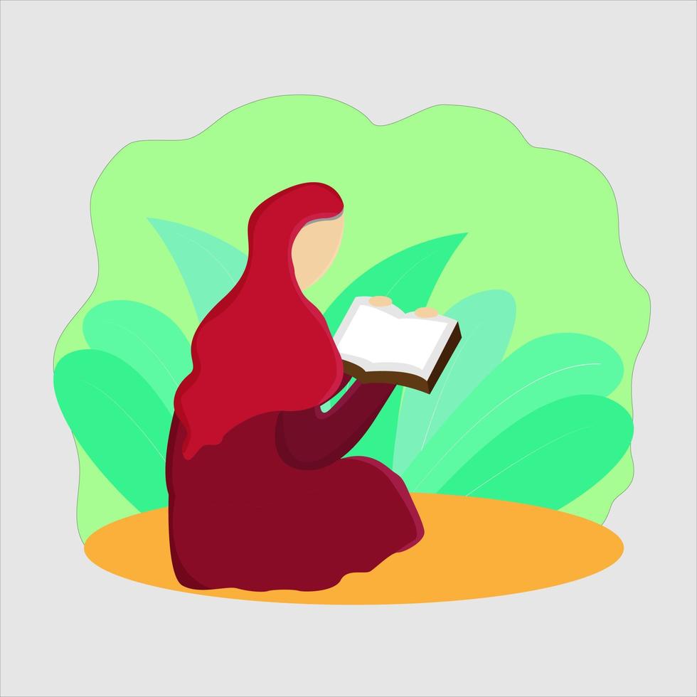 illustratie vector ontwerp van een vrouw leest al quran