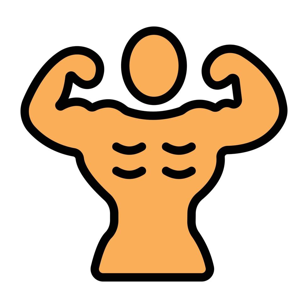 een sterke man met biceps, bodybuilding plat icoon vector