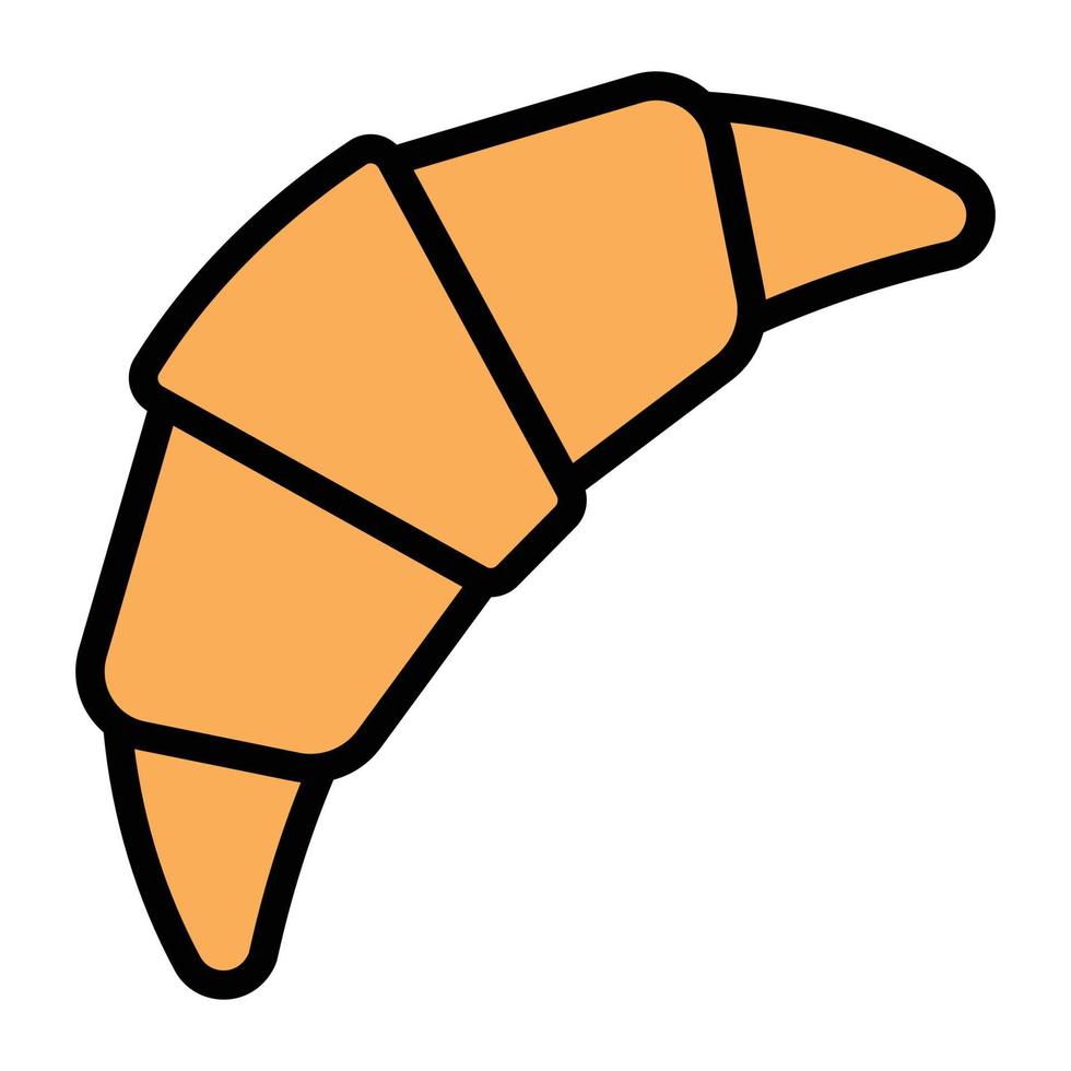 een zoet bakkerijproduct om te gebruiken bij het ontbijt, croissant flat icon vector