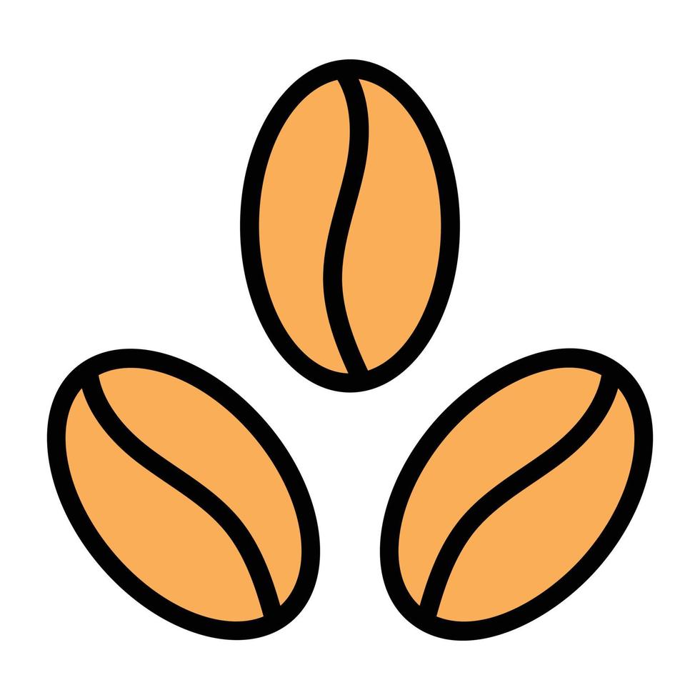 biologische zaden van koffieplant, koffiebonen in plat icoon vector