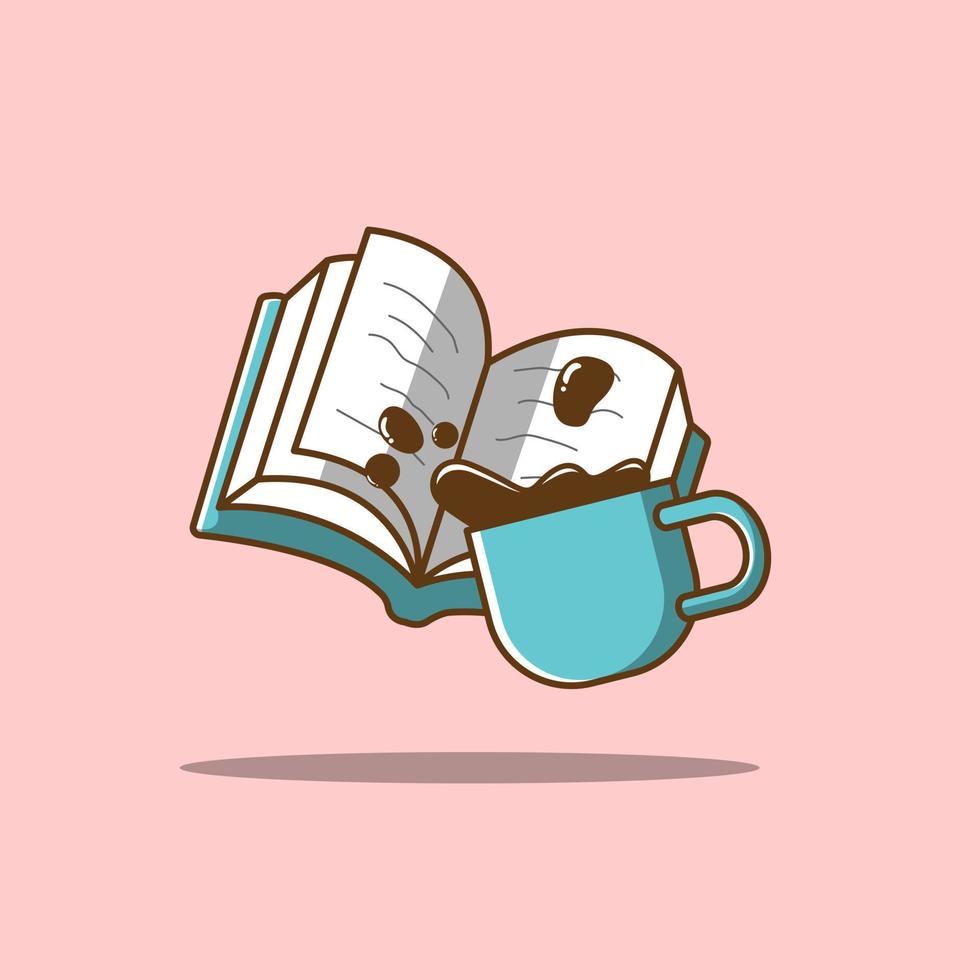 koffie en boek vectorillustratie vector